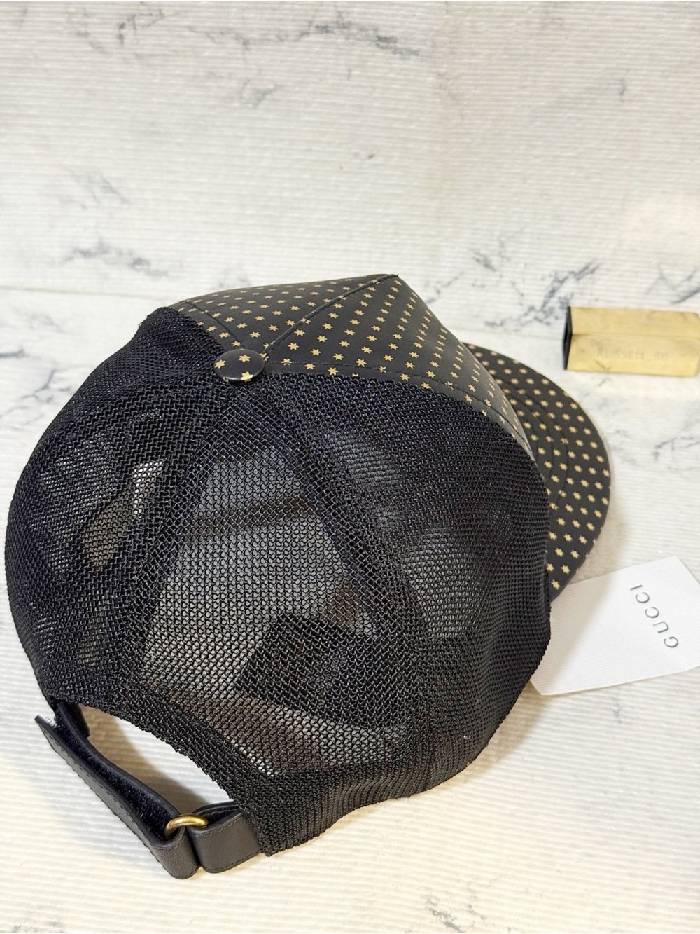 GUCCI x SEGA Black Lambskin Leather Star GUCCY Mesh Baseball Cap Hat (L: 59 cm) - Picture 16 of 16